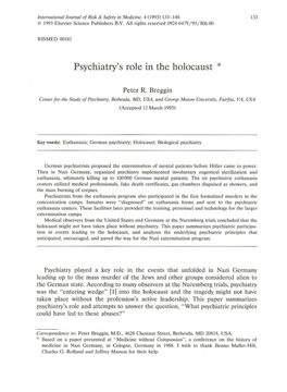 Psychiatry's Role in the Holocaust *