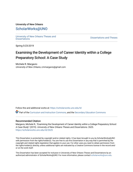 Examining the Development of Career Identity Within a College Preparatory School: a Case Study
