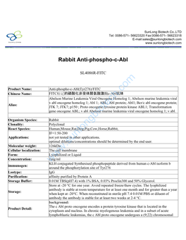 Rabbit Anti-Phospho-C-Abl-SL4086R-FITC