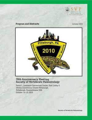 70Th Annual Meeting of the Society of Vertebrate Paleontology