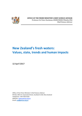 New Zealand's Fresh Waters: Values, State, Trends and Human Impacts
