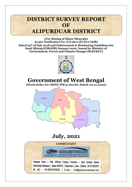 DISTRICT SURVEY REPORT of ALIPURDUAR DISTRICT Government of West Bengal July, 2021