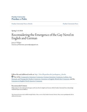 Reconsidering the Emergence of the Gay Novel in English and German James P