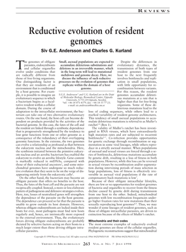 Reductive Evolution of Resident Genomes Siv G.E