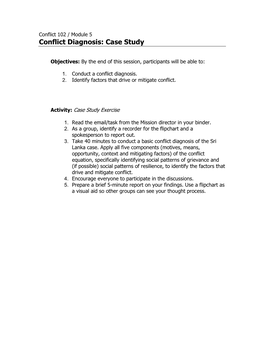 Conflict Diagnosis: Case Study