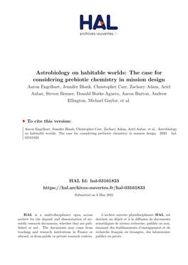 Astrobiology on Habitable Worlds