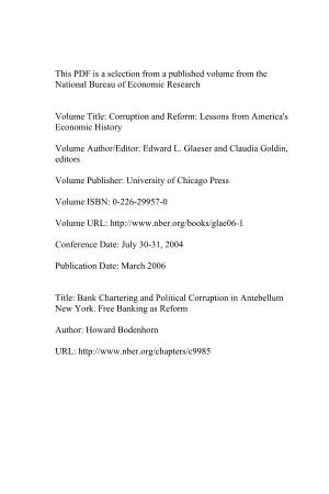 Bank Chartering and Political Corruption in Antebellum New York