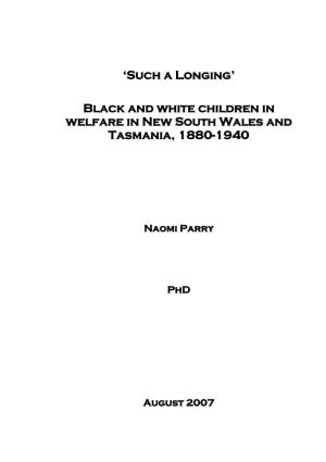 Black and White Children in Welfare in New South Wales and Tasmania, 1880-1940