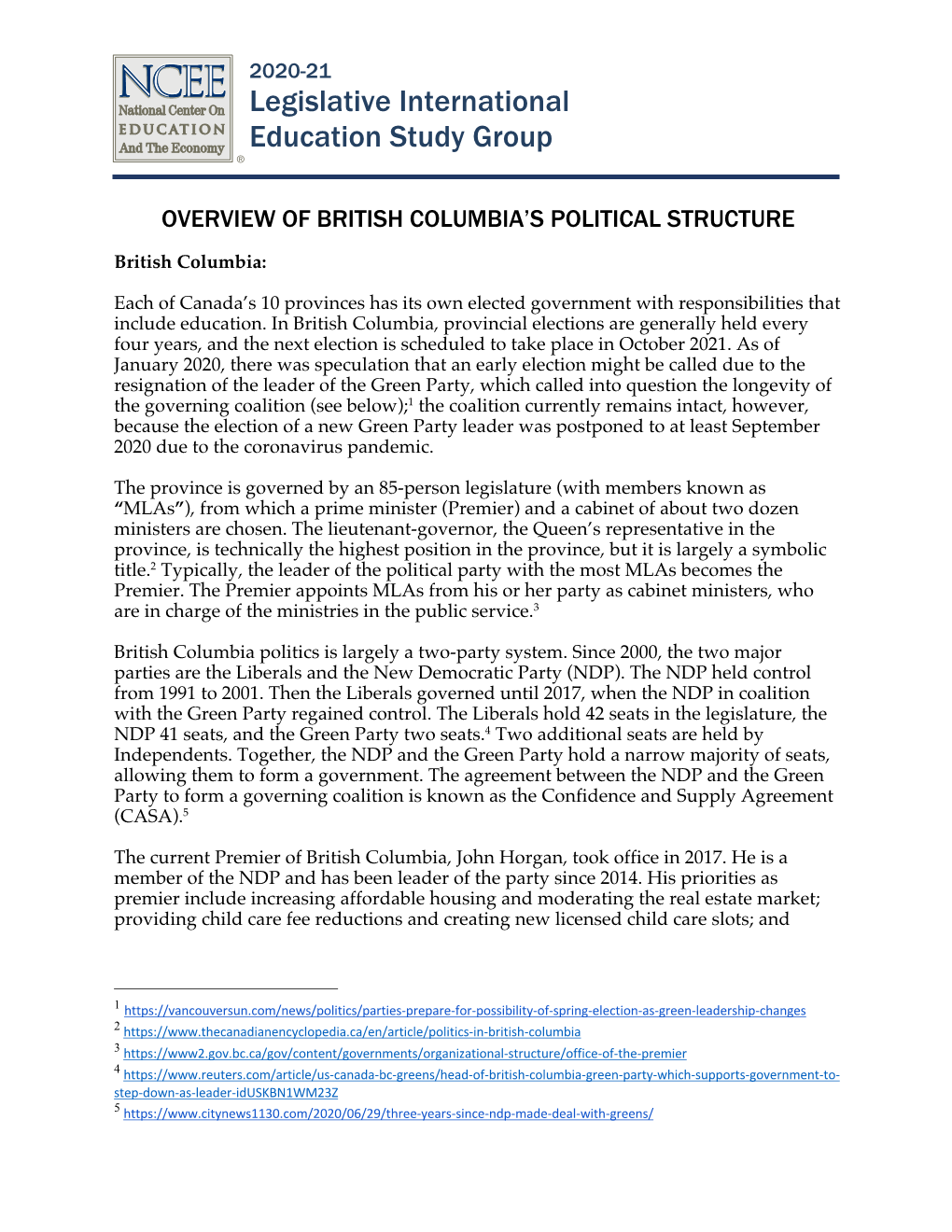 Overview of British Columbia's Political Structure - DocsLib