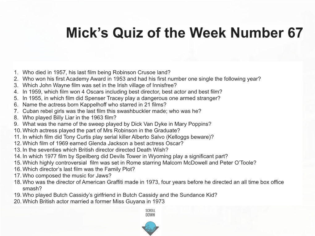 Quiz Week 67 Q&A