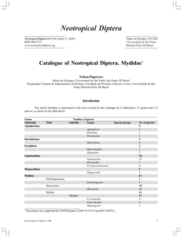 Neotropical Diptera 14: 1-31 (April 15, 2009) Depto