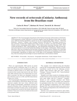 New Records of Octocorals (Cnidaria: Anthozoa) from the Brazilian Coast