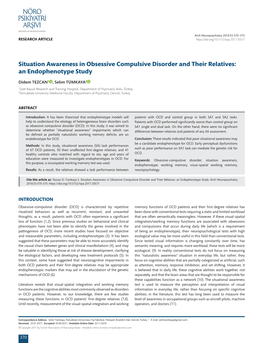 Situation Awareness in Obsessive Compulsive Disorder and Their Relatives: an Endophenotype Study