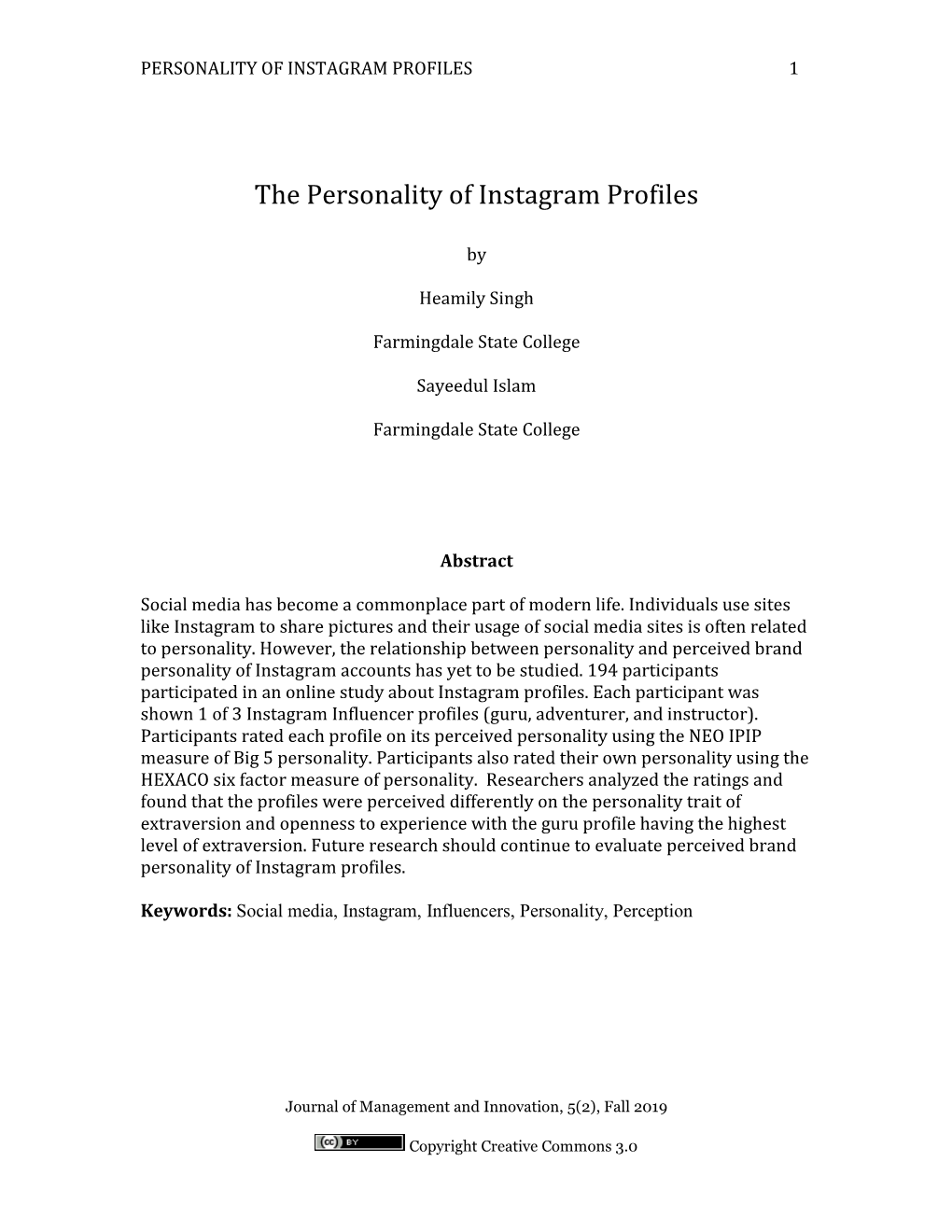 The Personality of Instagram Profiles