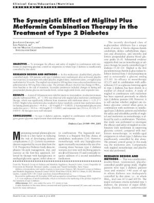The Synergistic Effect of Miglitol Plus Metformin Combination Therapy in the Treatment of Type 2 Diabetes