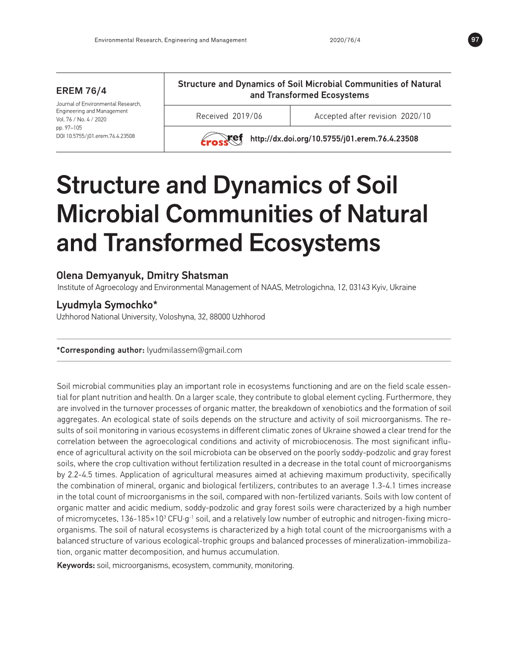 Structure And Dynamics Of Soil Microbial Communities Of Natural And ...