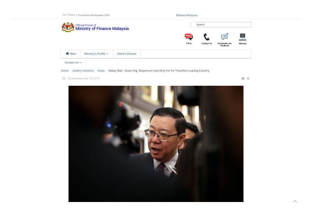 Guan Eng: Departure Levy Only for Air Travellers Leaving Country