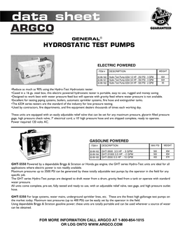 Hydrostatic Test Pumps