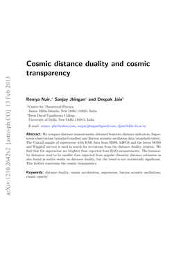 Cosmic Distance Duality and Cosmic Transparency