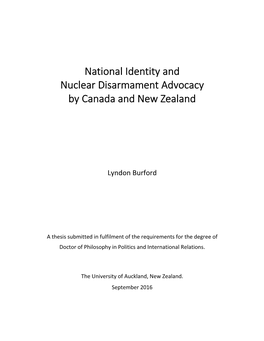 National Identity and Nuclear Disarmament Advocacy by Canada and New Zealand