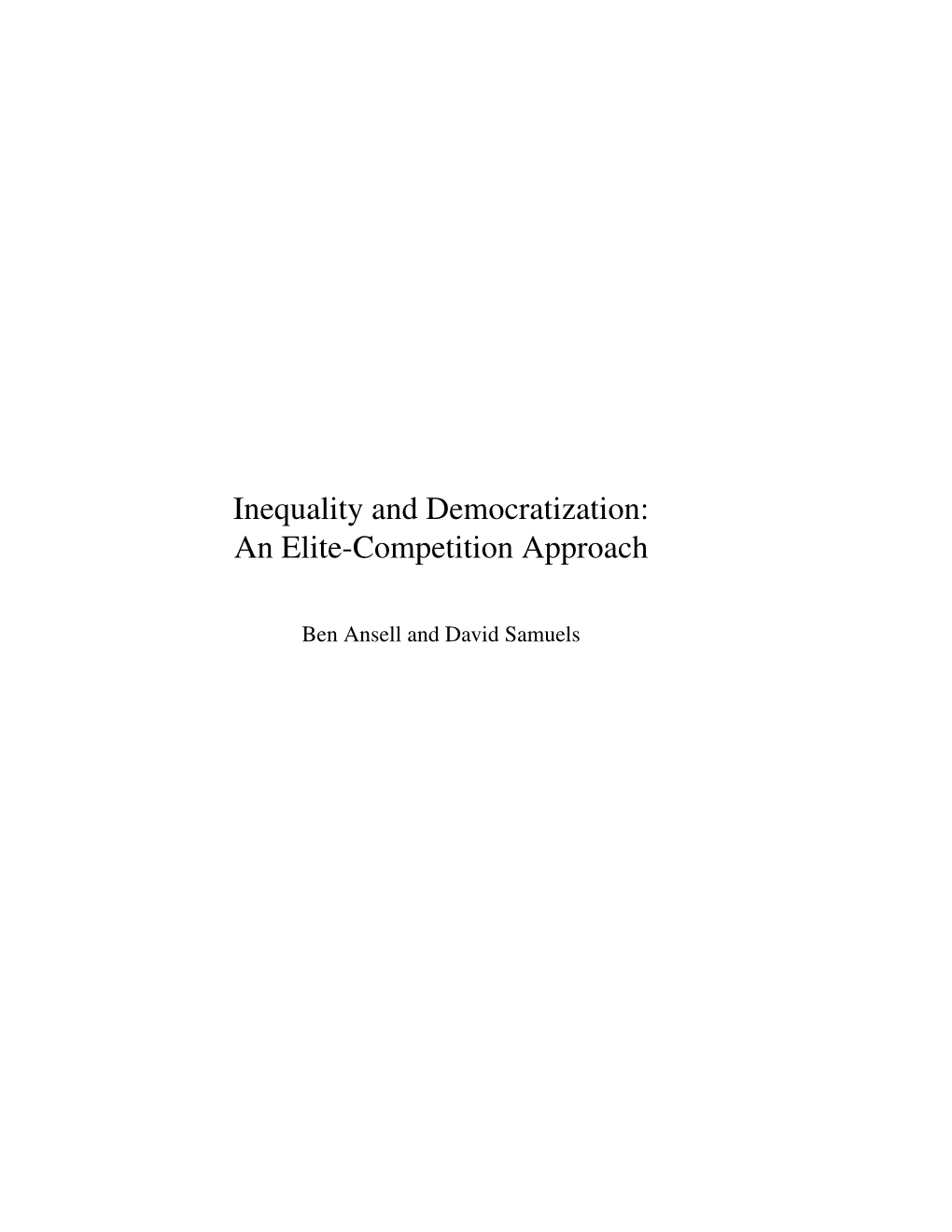 Inequality and Democratization: an Elite-Competition Approach