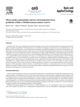 Micro-Moth Communities Mirror Environmental Stress Gradients