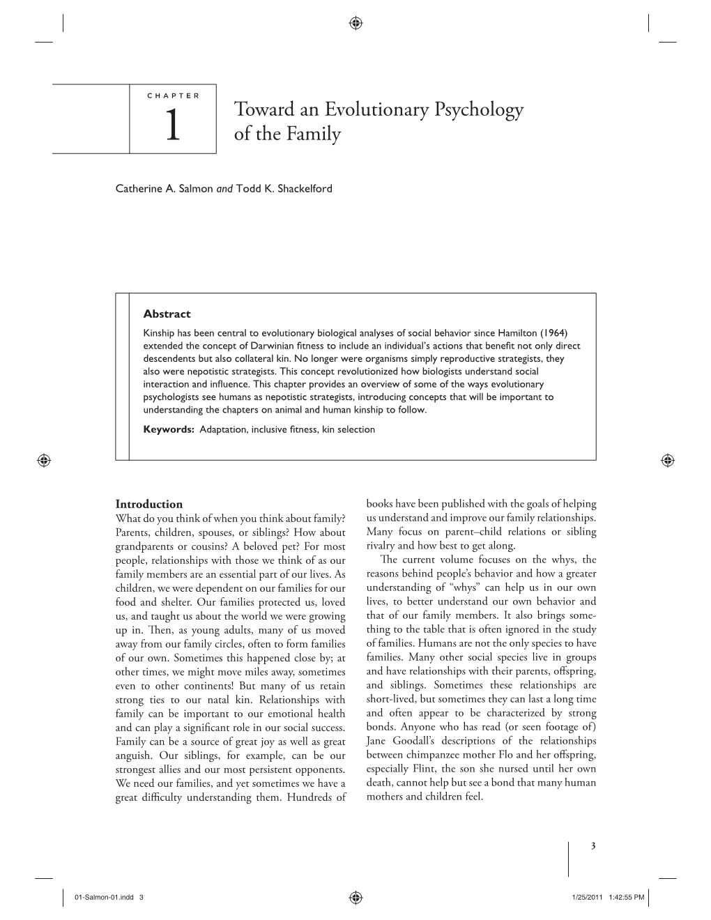 Toward an Evolutionary Psychology of the Family