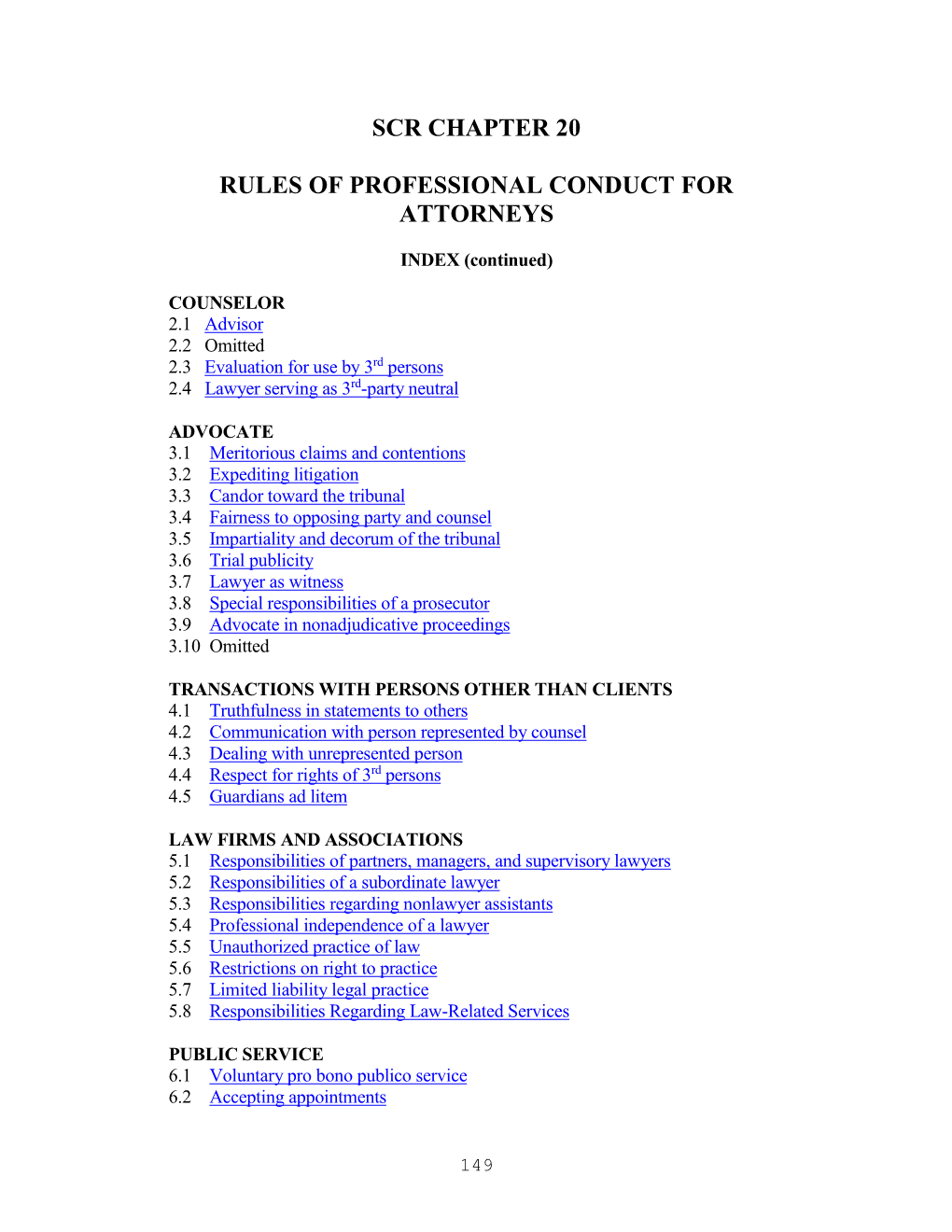 Scr Chapter 20 Rules of Professional Conduct For