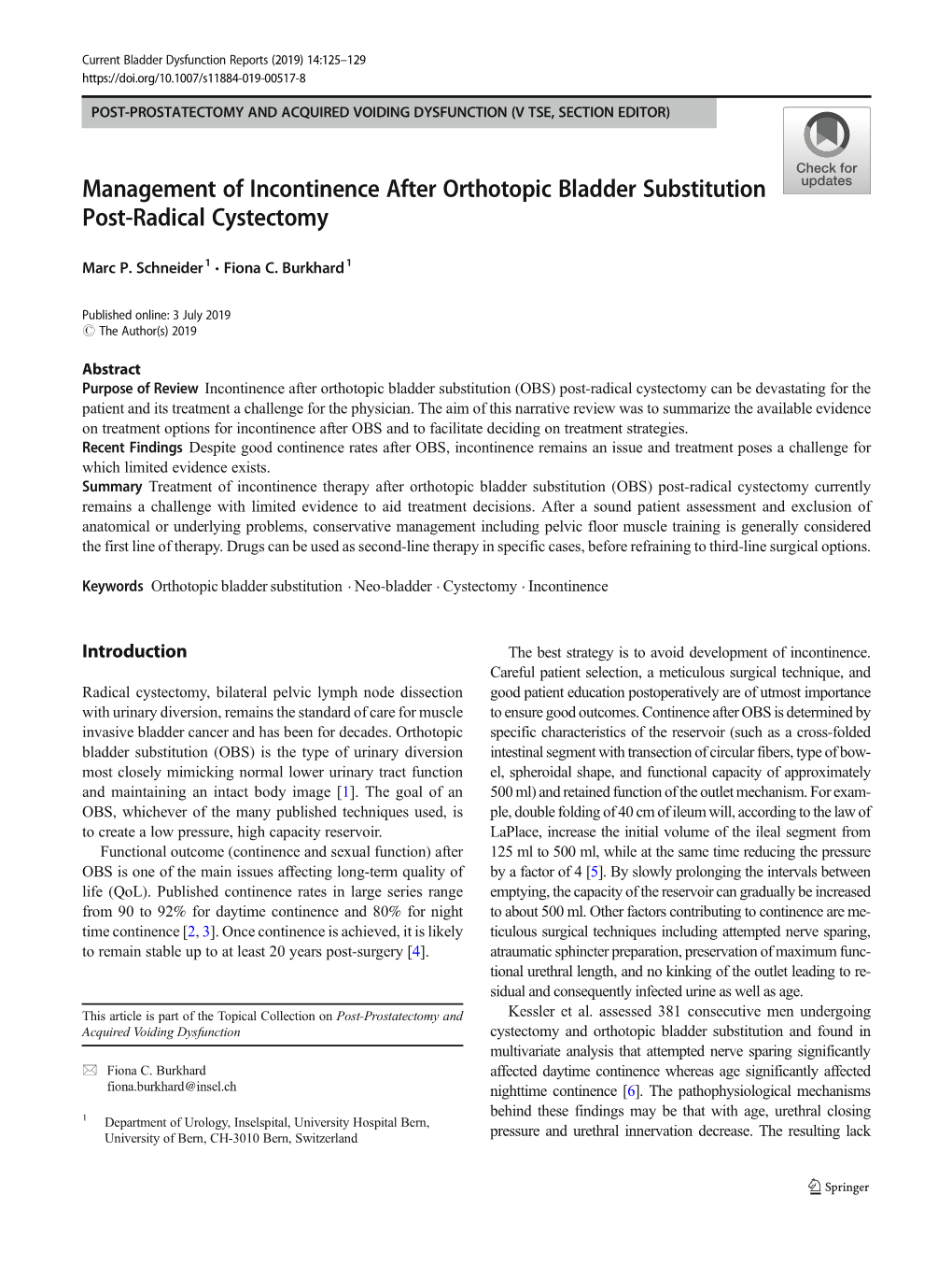 Management of Incontinence After Orthotopic Bladder Substitution Post-Radical Cystectomy