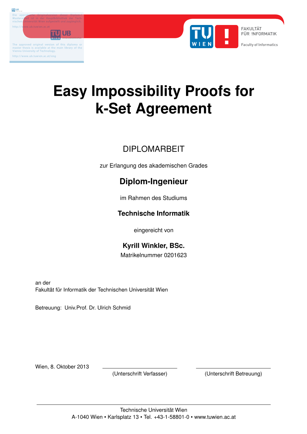 Easy Impossibility Proofs for K-Set Agreement