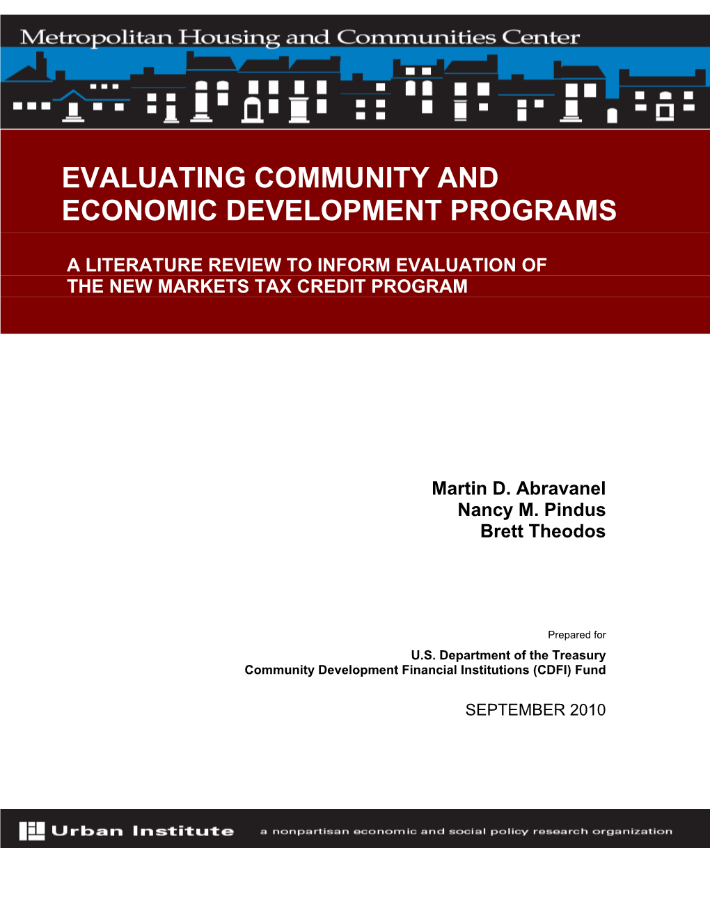 Evaluating Community and Economic Development Programs