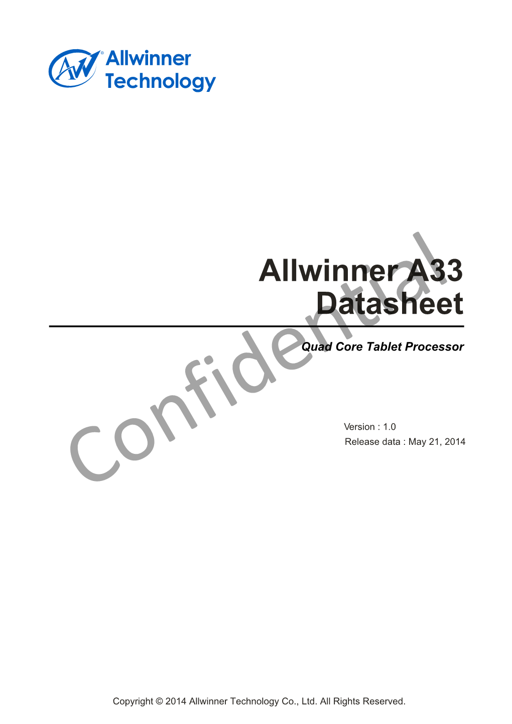 Datasheet Allwinner