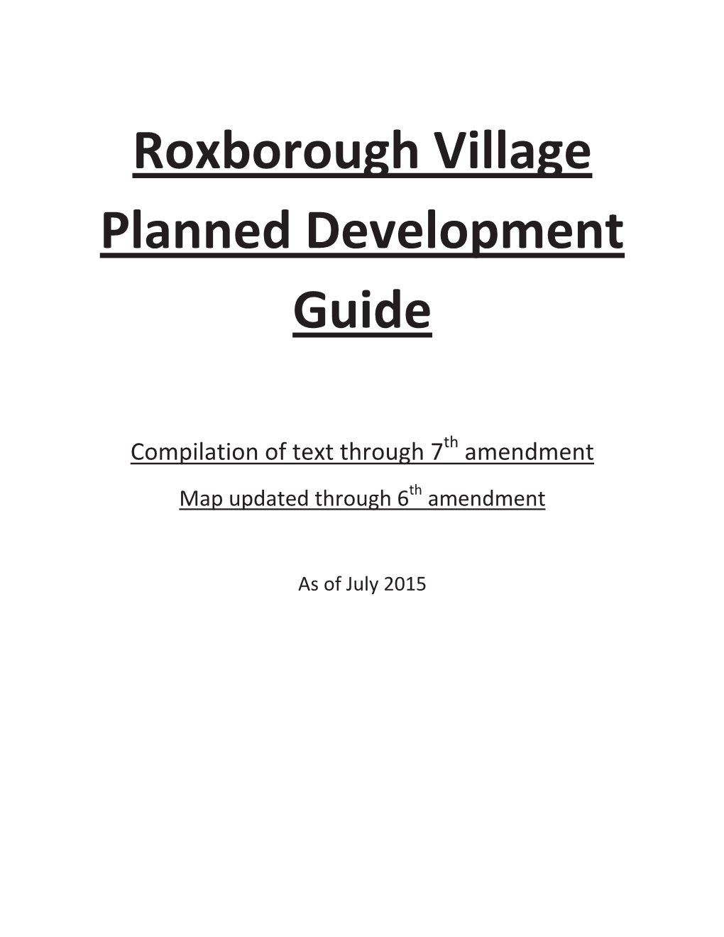 Roxborough Village Planned Development Guide