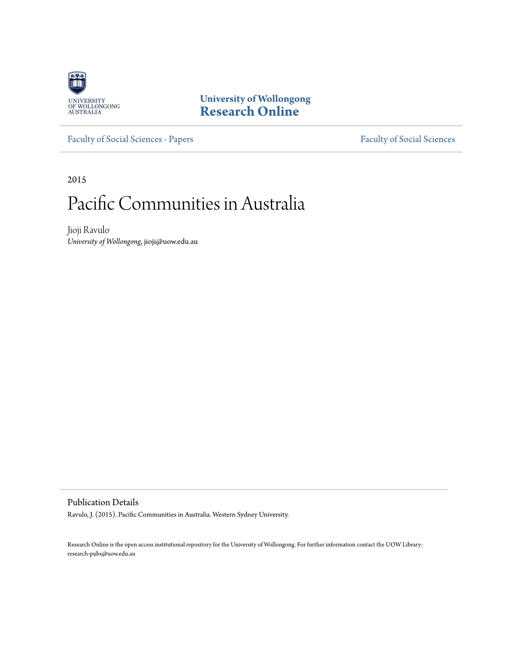 Pacific Communities in Australia