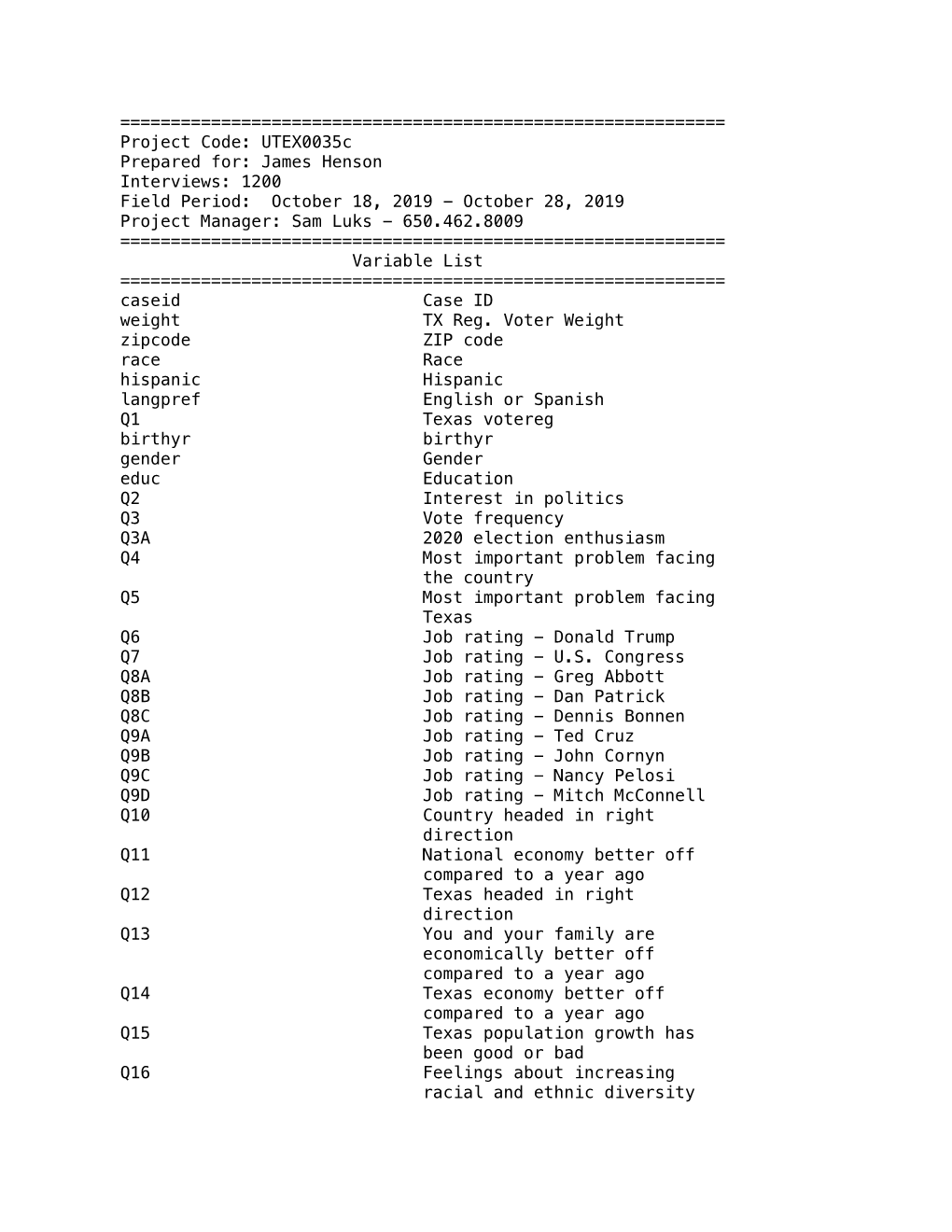 Project Code: Utex0035c Prepared