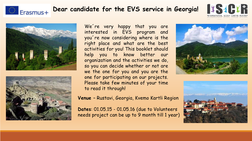 Dear Candidate for the EVS Service in Georgia!