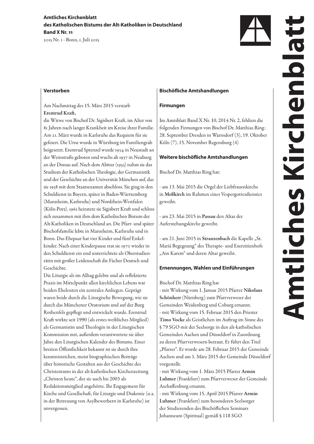 A M Tliches Kirchenblatt