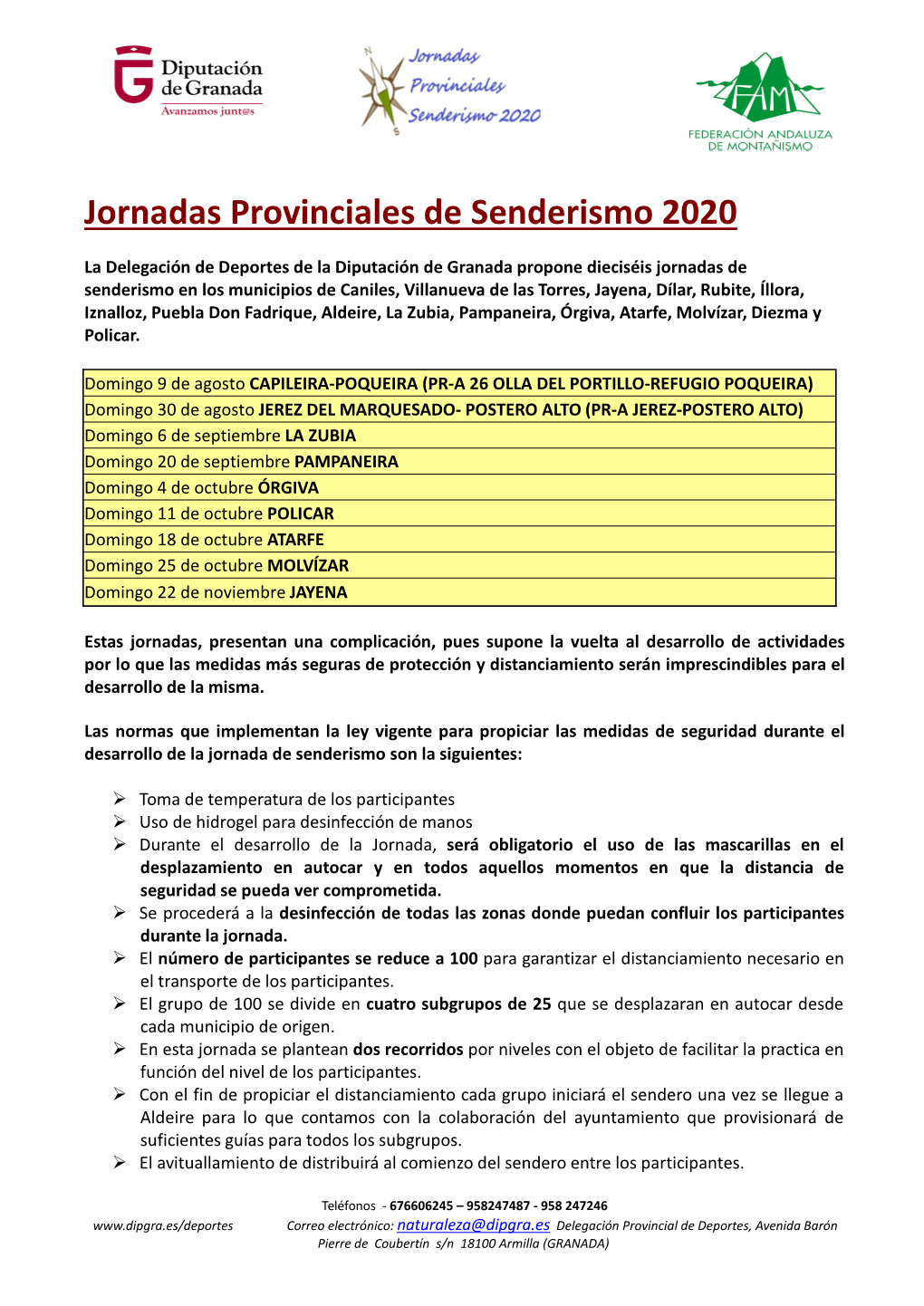 Jornadas Provinciales De Senderismo 2020