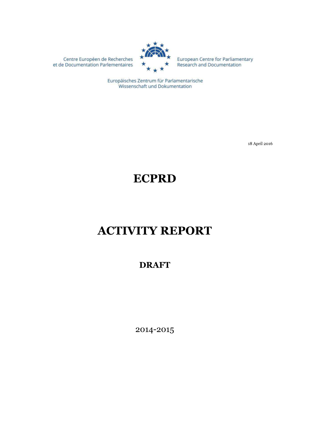 ECPRD Activity Report 2014-2015