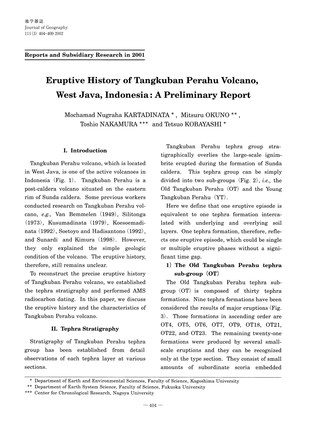 Eruptive History of Tangkuban Perahu Volcano, West Java, Indonesia