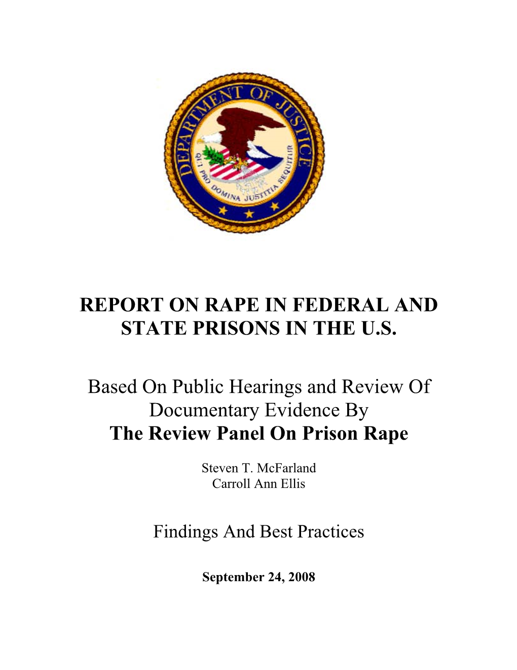 Report on Rape in Federal and State Prisons in the U.S