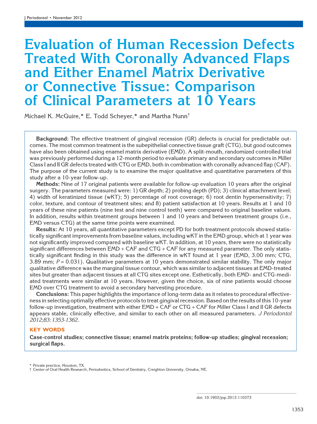 Emdogain and Connective Tissue Graft