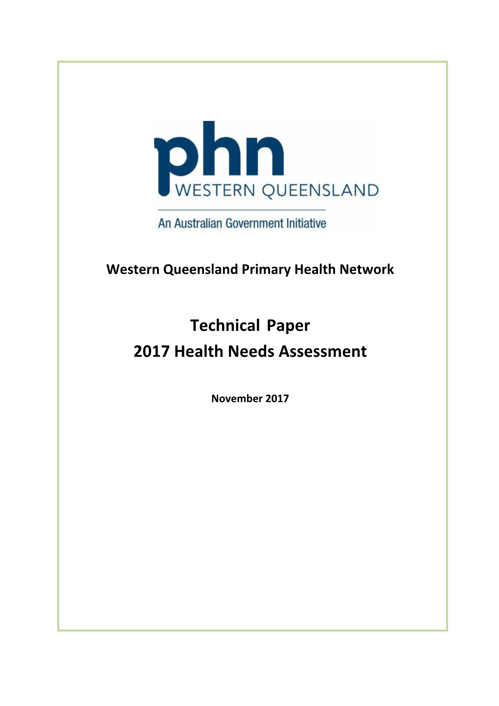 Technical Paper 2017 Health Needs Assessment