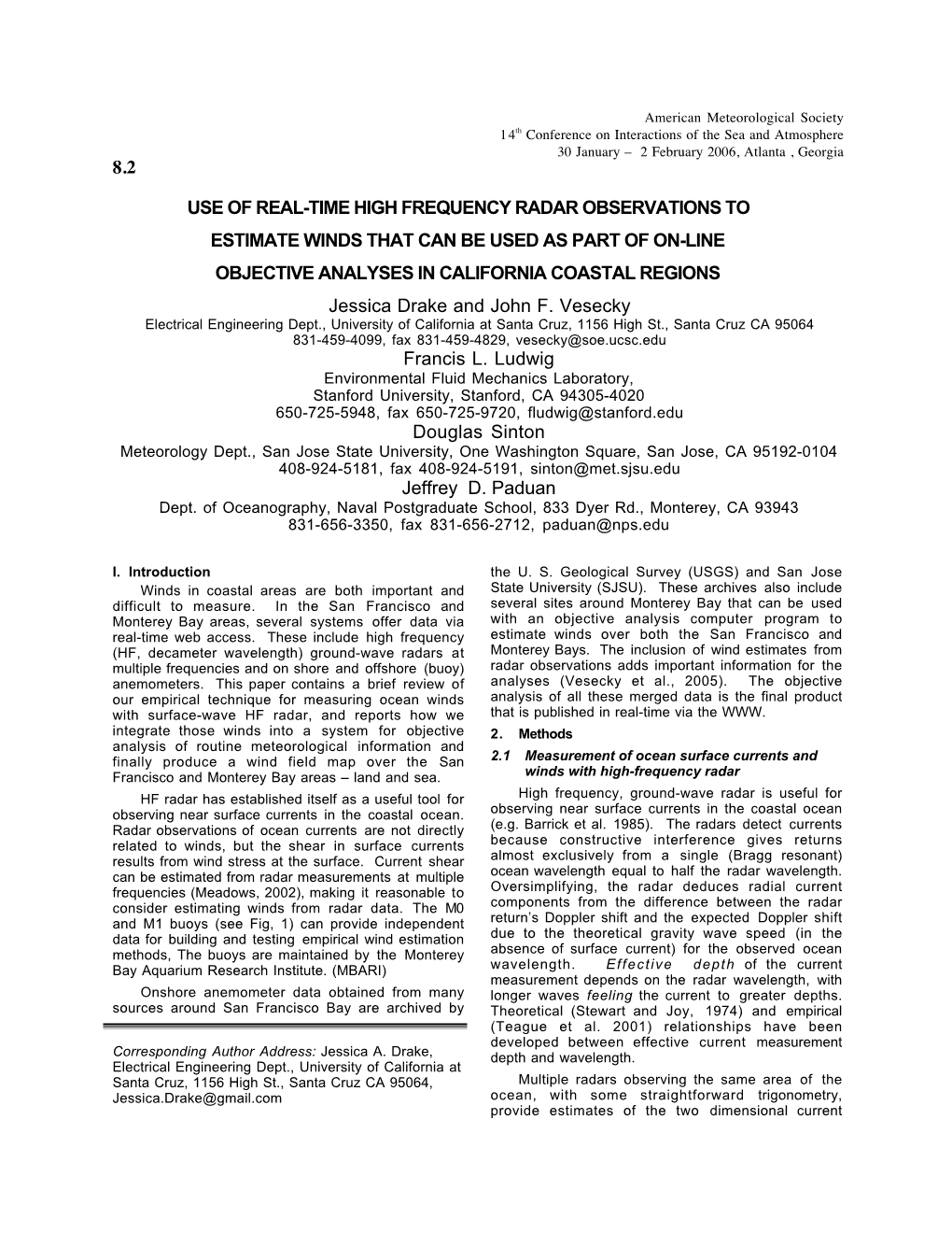 8.2 Use of Real-Time High Frequency Radar