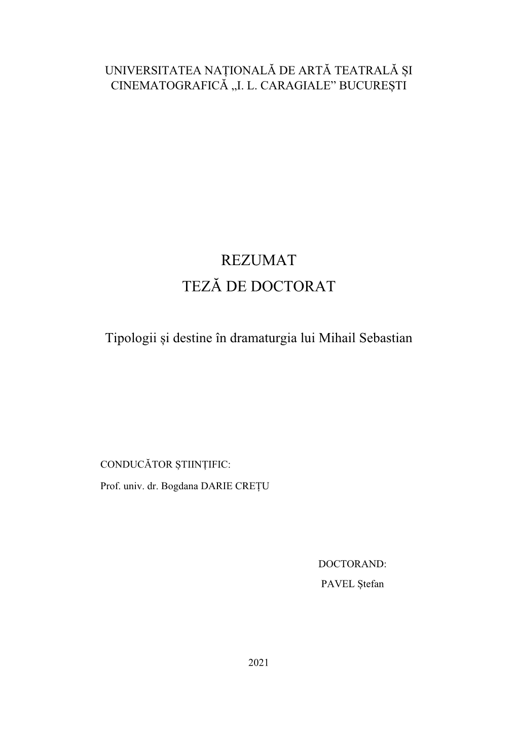 Rezumat Teză De Doctorat