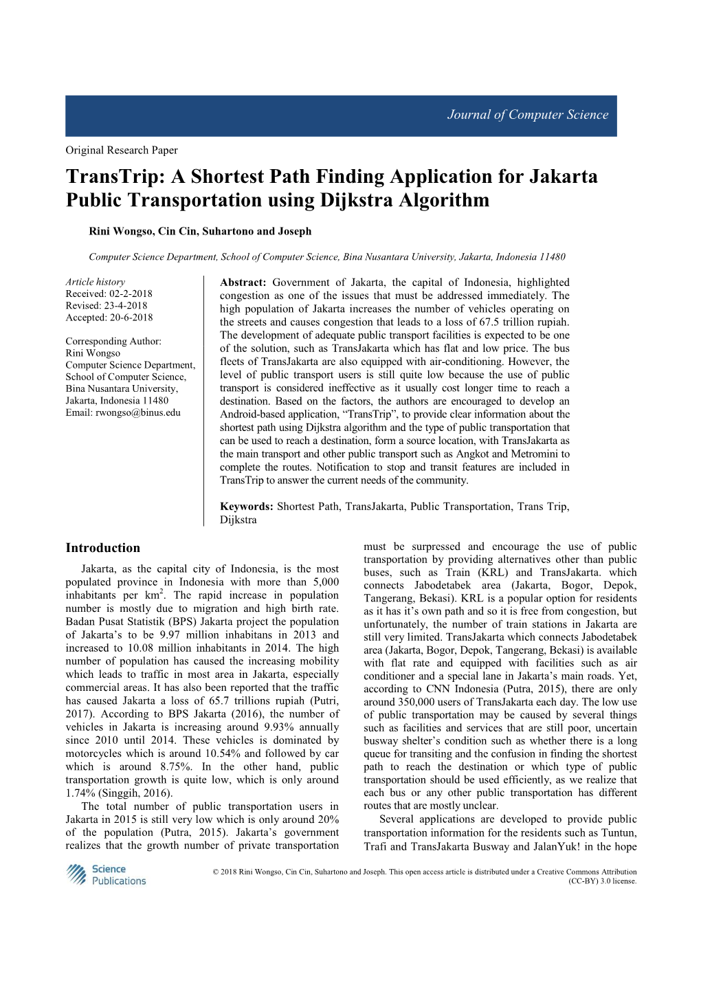 A Shortest Path Finding Application for Jakarta Public Transportation Using Dijkstra Algorithm