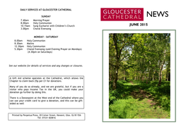 JUNE 2015 3.00Pm Choral Evensong