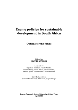 Energy Policies for Sustainable Development in South Africa