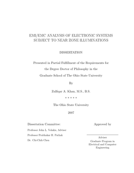 Emi/Emc Analysis of Electronic Systems Subject to Near Zone Illuminations