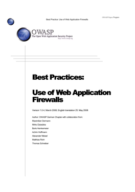 Best Practices: Use of Web Application Firewalls